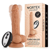 FemmeFunn Vortex Turbo Baller 2.0 8.25 in. Vibrating Rotating Dildo Beige - Royal Sins
