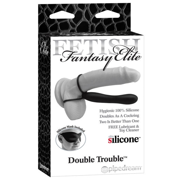 Fetish Fantasy Elite Double Trouble 6 in. Silicone Dual - Entry Strap - On Dildo Black - Royal Sins