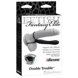 Fetish Fantasy Elite Double Trouble 6 in. Silicone Dual - Entry Strap - On Dildo Black - Royal Sins