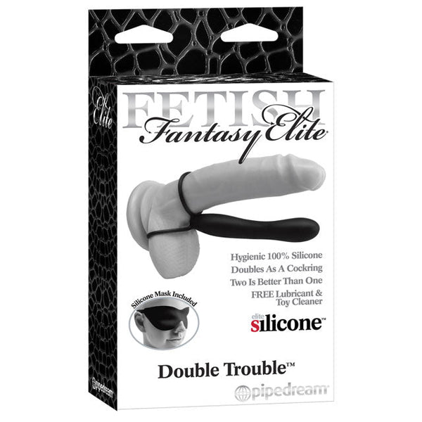 Fetish Fantasy Elite Double Trouble 6 in. Silicone Dual - Entry Strap - On Dildo Black - Royal Sins