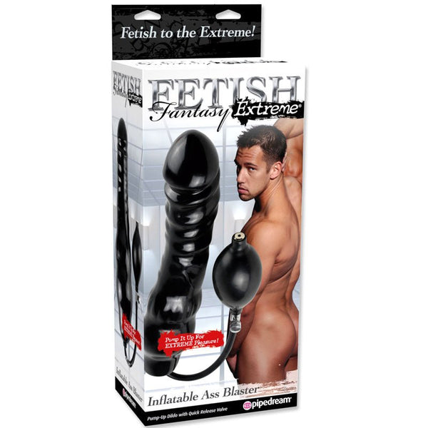 Fetish Fantasy Extreme Inflatable Ass Blaster 11 in. Inflating Dildo Black - Royal Sins
