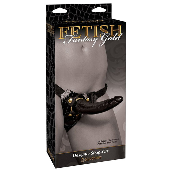 Fetish Fantasy Gold Designer Strap - On With 7 in. Dildo Black - Royal Sins