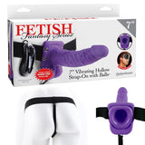Fetish Fantasy Series 7 in. Vibrating Hollow Strap - On with Balls Purple/Black - Royal Sins