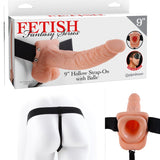 Fetish Fantasy Series 9 in. Hollow Strap - On with Balls Light/Black - Royal Sins