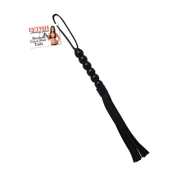 Fetish Fantasy Series Beaded Cat - o - Nine Tails Flogger Black - Royal Sins