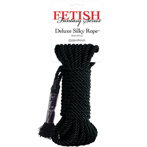 Fetish Fantasy Series Deluxe Silk Rope 9.75 m / 32 ft. Black - Royal Sins