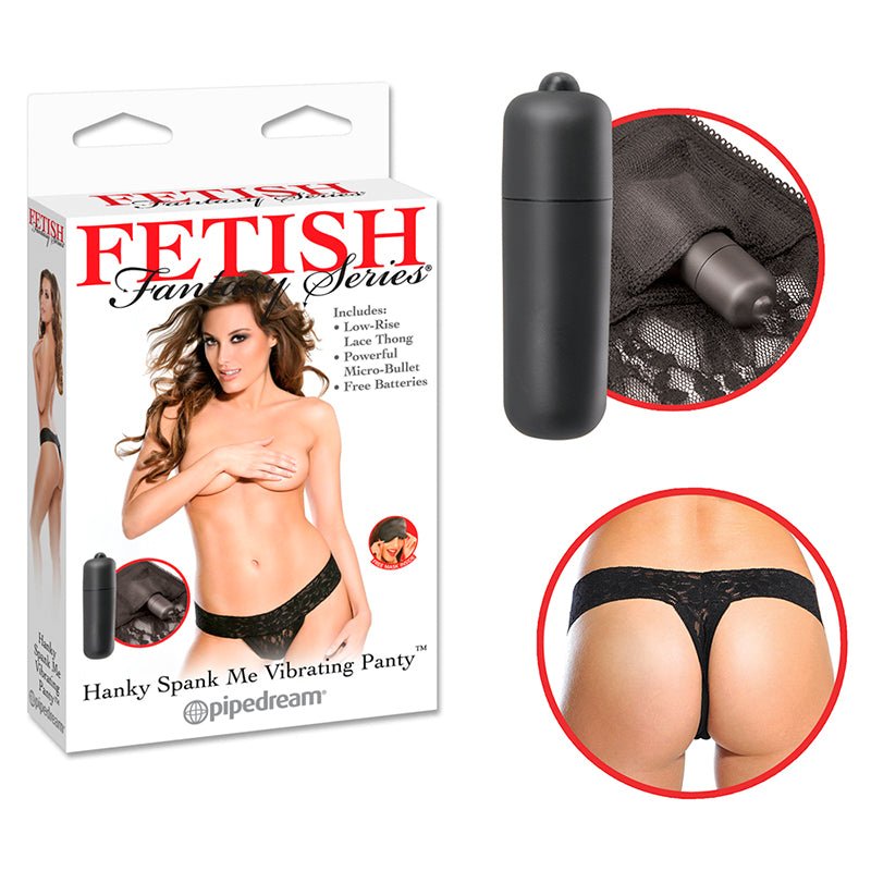 Fetish Fantasy Series Hanky Spank Me Vibrating Panty Black - Royal Sins