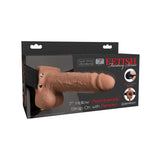 Fetish Fantasy Series Vibrating 7 in. Hollow Strap - On With Balls Tan/Black - Royal Sins