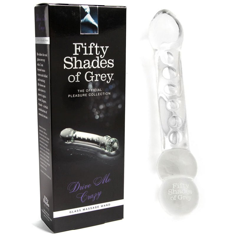 Fifty Shades of Grey Drive Me Crazy 7.5 in. Glass Massage Wand Dildo Clear - Royal Sins