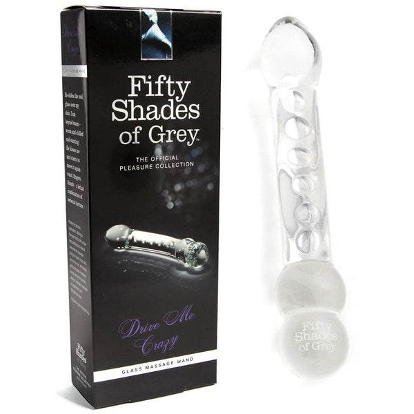 Fifty Shades of Grey Drive Me Crazy 7.5 in. Glass Massage Wand Dildo Clear - Royal Sins