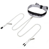 Fifty Shades Play Nice Satin Collar & Nip Clamps - Royal Sins