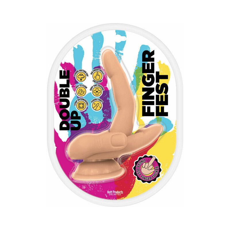 Finger Fest Double Up Dildo Beige - Royal Sins