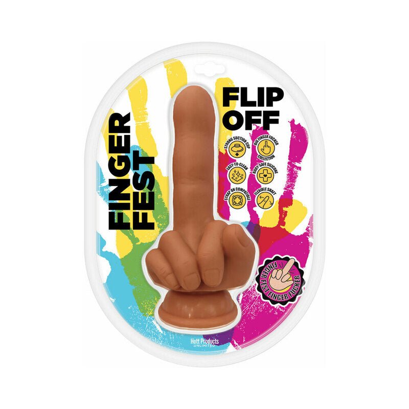Finger Fest Flip Off Dildo Tan - Royal Sins