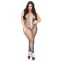 Fishnet footless bodystocking with faux back lace up. - Royal Sins