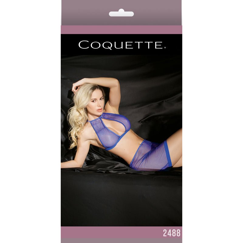 Fishnet Halter Top & High Waisted Skirt Cobalt OS Packaging Box - Royal Sins