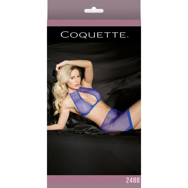 Fishnet Halter Top & High Waisted Skirt Cobalt OS Packaging Box - Royal Sins