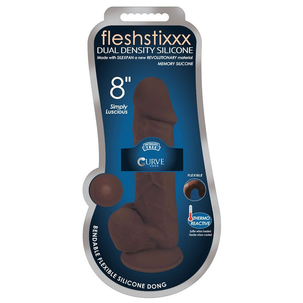 FLESHSTIXXX 8in Silicone Dildo With BallsChocolate - Royal Sins