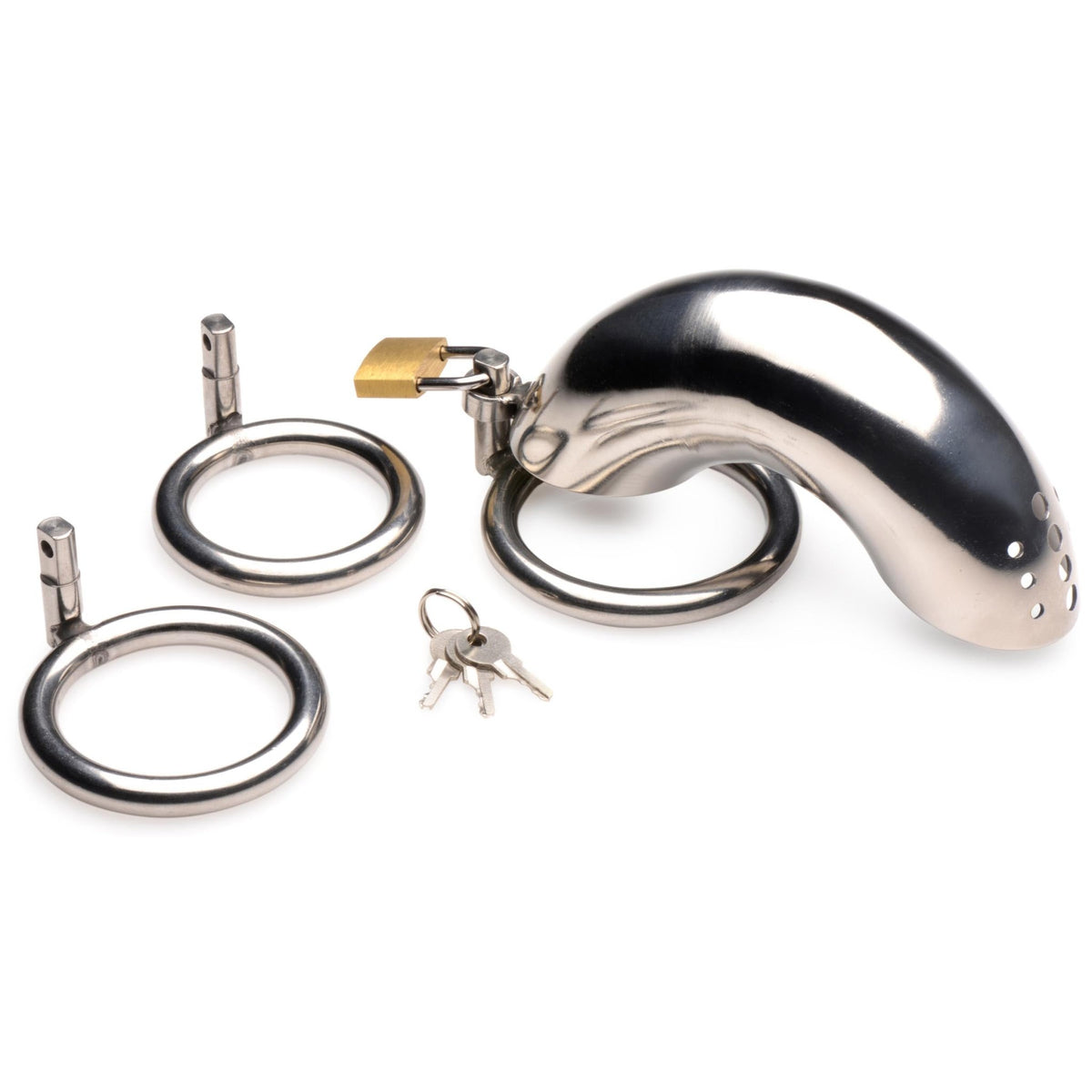 Forged Captor Locking Stainless Steel Chasity Cage - Royal Sins