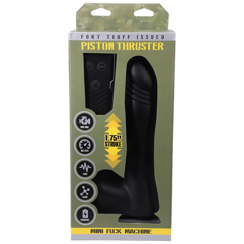Fort Troff Piston Thruster Mini Fuck Machine Rechargeable Remote - Controlled Silicone 8.5 in. Thrusting Dildo Black - Royal Sins