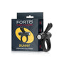 Forto Bunny Rechargeable Silicone Vibrating Cockring with Stimulating Ears Black - Royal Sins