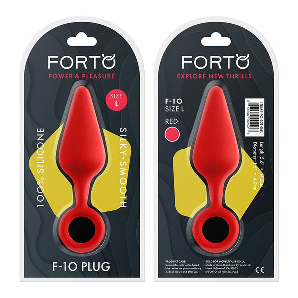 Forto F - 10 Silicone Anal Plug with Pull Ring Large Red - Royal Sins