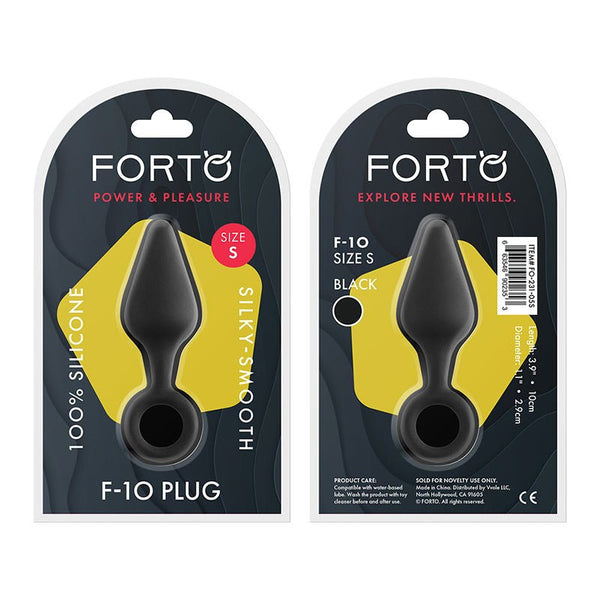 Forto F - 10 Silicone Anal Plug with Pull Ring Small Black - Royal Sins