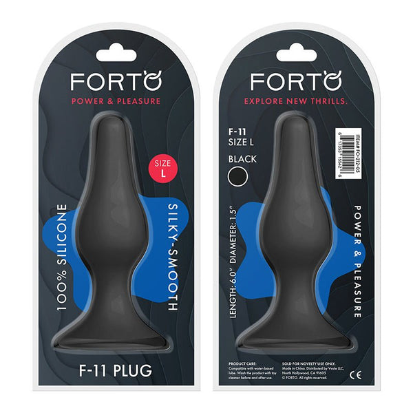 Forto F - 11 Lungo Silicone Anal Plug Large Black - Royal Sins