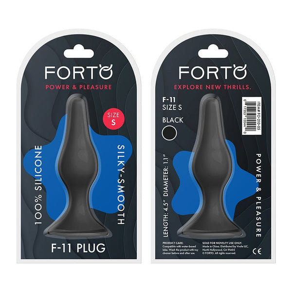 Forto F - 11 Lungo Silicone Anal Plug Small Black - Royal Sins