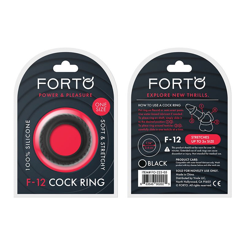 Forto F - 12 Liquid Silicone Cockring 35mm Black - Royal Sins