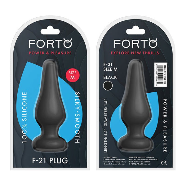 Forto F - 21 Tear Drop Silicone Anal Plug Medium Black - Royal Sins