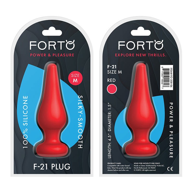 Forto F - 21 Tear Drop Silicone Anal Plug Medium Red - Royal Sins