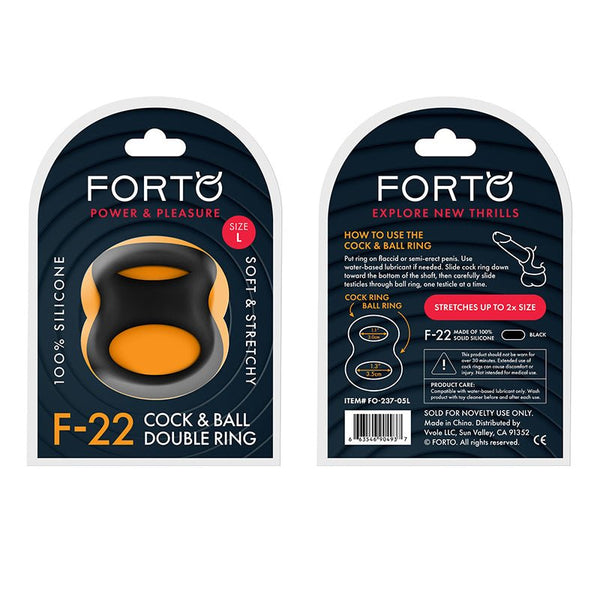 Forto F - 22 Liquid Silicone Cock & Ball D - Ring Large Black - Royal Sins