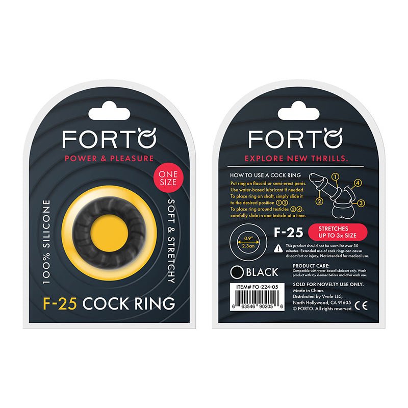 Forto F - 25 Liquid Silicone Cockring 23mm Black - Royal Sins