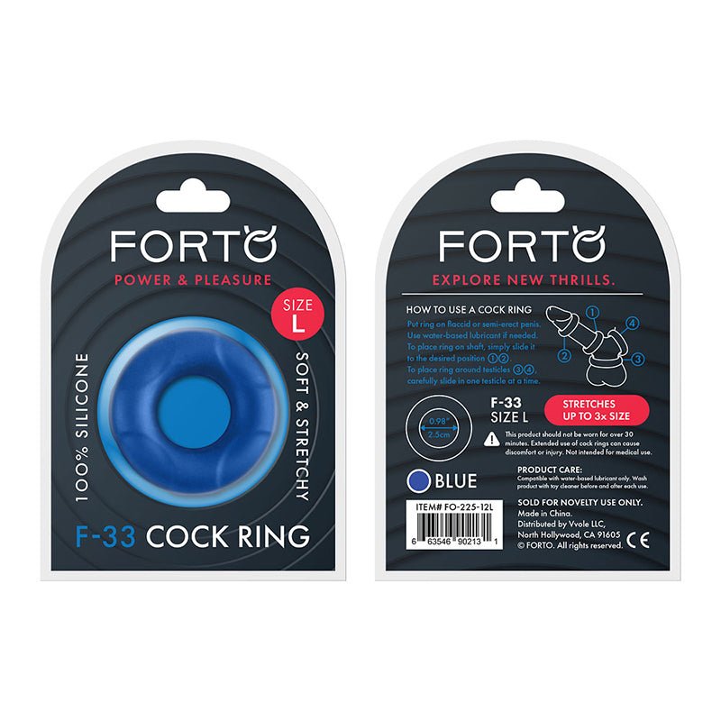 Forto F - 33 Liquid Silicone Cockring Large Blue - Royal Sins