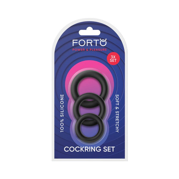 Forto F - 39: Trio Cockring Set Black - Royal Sins