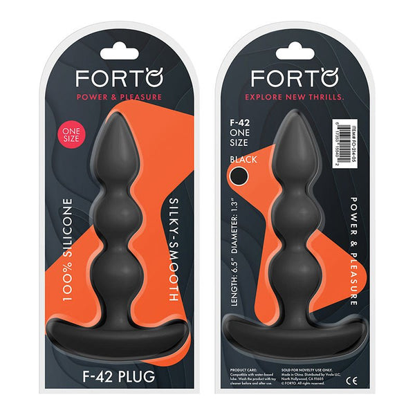 Forto F - 42 Spiral Beads Silicone Anal Plug Black - Royal Sins