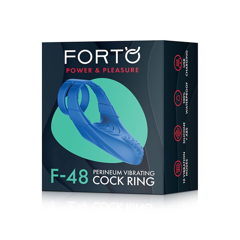 Forto F - 48 Rechargeable Silicone Perineum Vibrating Double Cockring Blue - Royal Sins