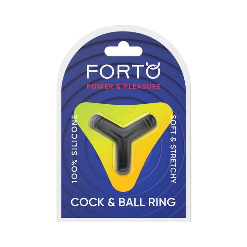 Forto F - 59: Tri Cock & Ball Ring Black - Royal Sins