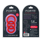 Forto F - 61 3 - Piece Silicone Cockring Set Red - Royal Sins