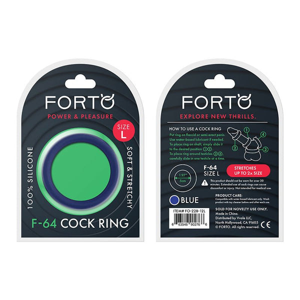 Forto F - 64 Wide Liquid Silicone Cockring Large Blue - Royal Sins