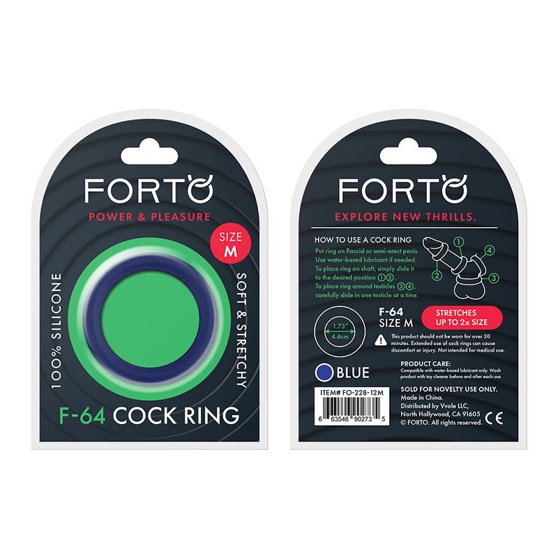 Forto F - 64 Wide Liquid Silicone Cockring Medium Blue - Royal Sins