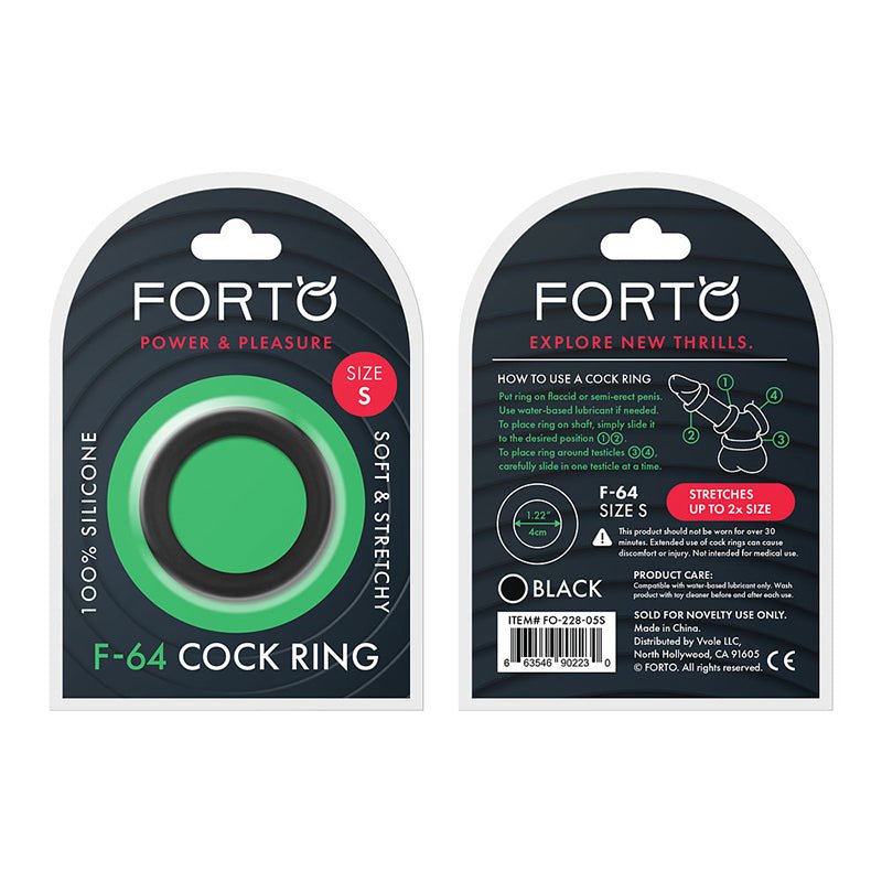 Forto F - 64 Wide Liquid Silicone Cockring Small Black - Royal Sins