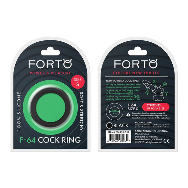Forto F - 64 Wide Liquid Silicone Cockring Small Black - Royal Sins