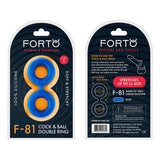 Forto F - 81 Liquid Silicone Cock & Ball Double Ring Small Blue - Royal Sins