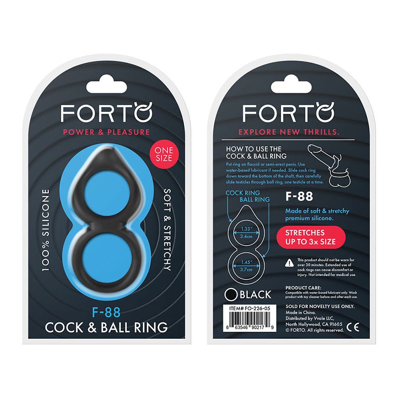 Forto F - 88 Liquid Silicone Cock & Ball Ring Black - Royal Sins