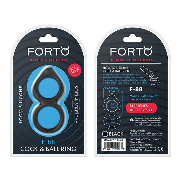 Forto F - 88 Liquid Silicone Cock & Ball Ring Black - Royal Sins
