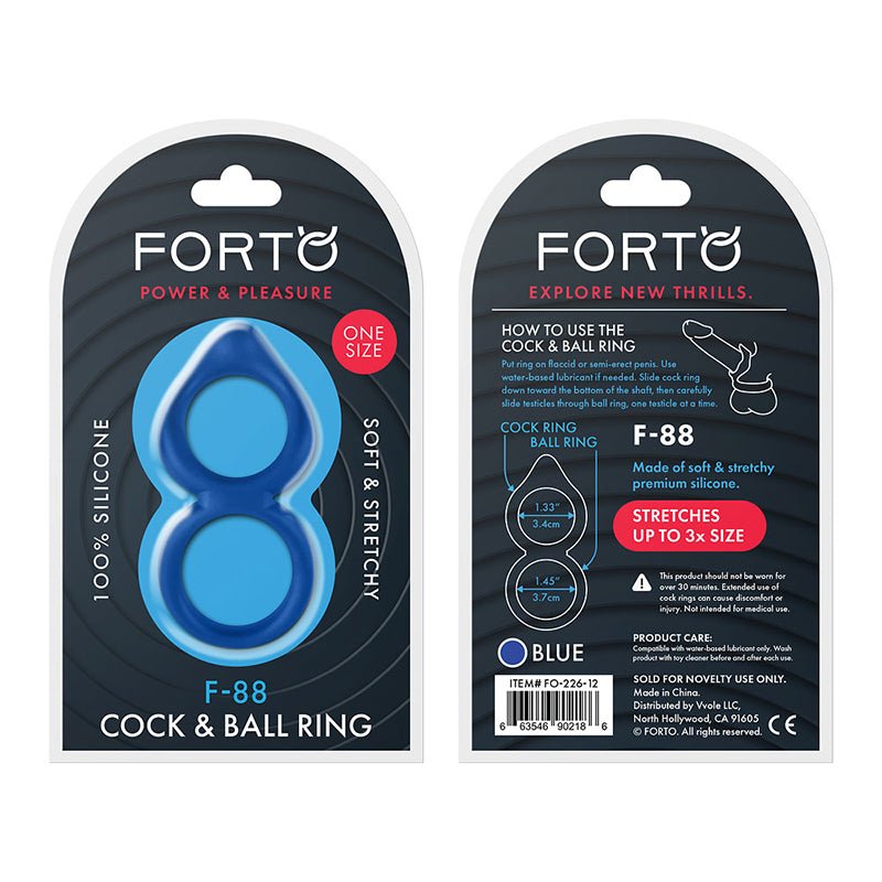 Forto F - 88 Liquid Silicone Cock & Ball Ring Blue - Royal Sins