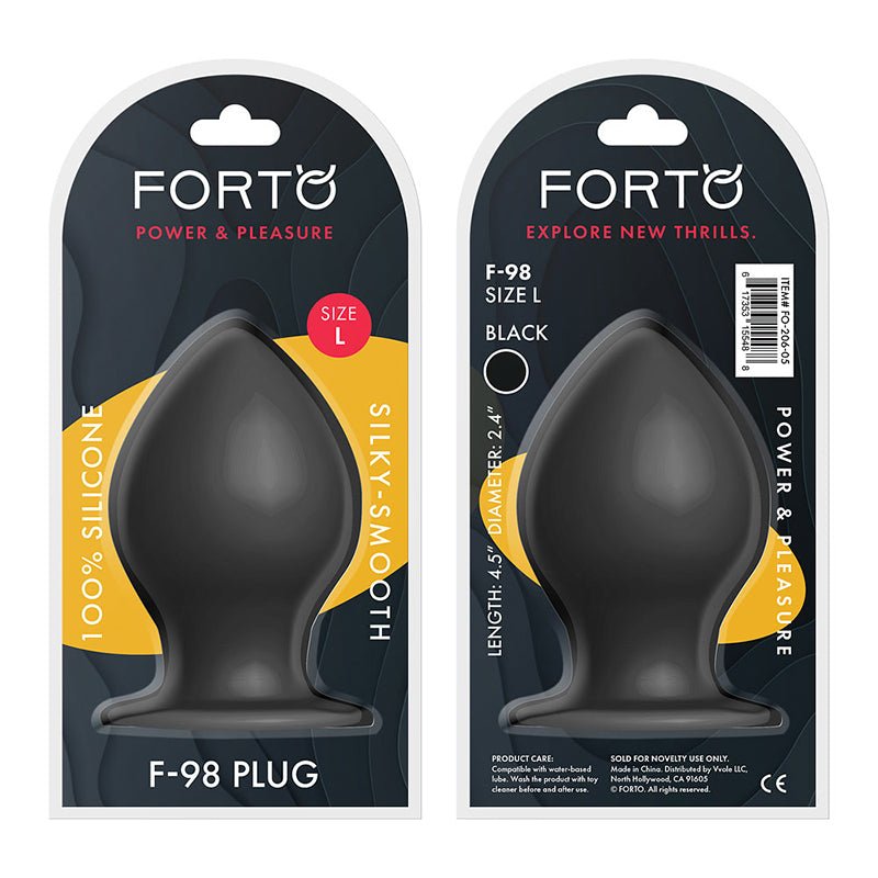 Forto F - 98 Cone Silicone Anal Plug Large Black - Royal Sins