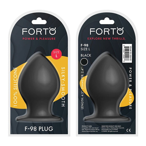 Forto F - 98 Cone Silicone Anal Plug Large Black - Royal Sins