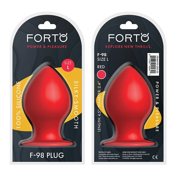 Forto F - 98 Cone Silicone Anal Plug Large Red - Royal Sins